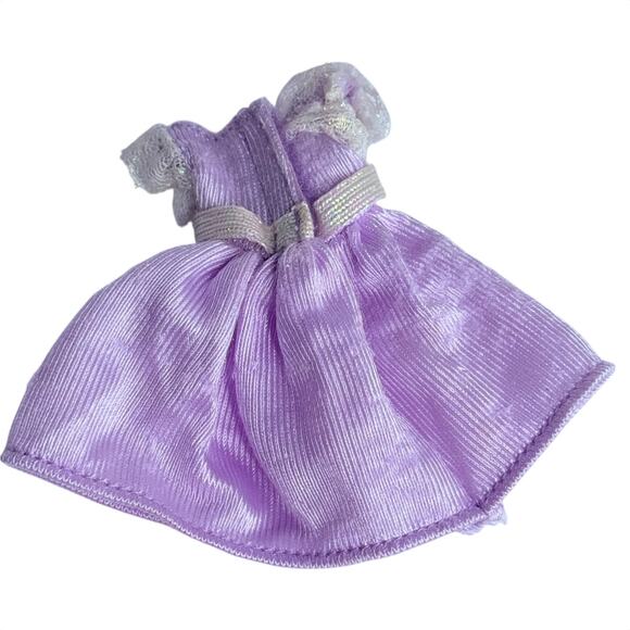Barbie Doll Clothes Stacie Dress Purple Mini Fit Flare Silver Bow Belted Front - Picture 2 of 4